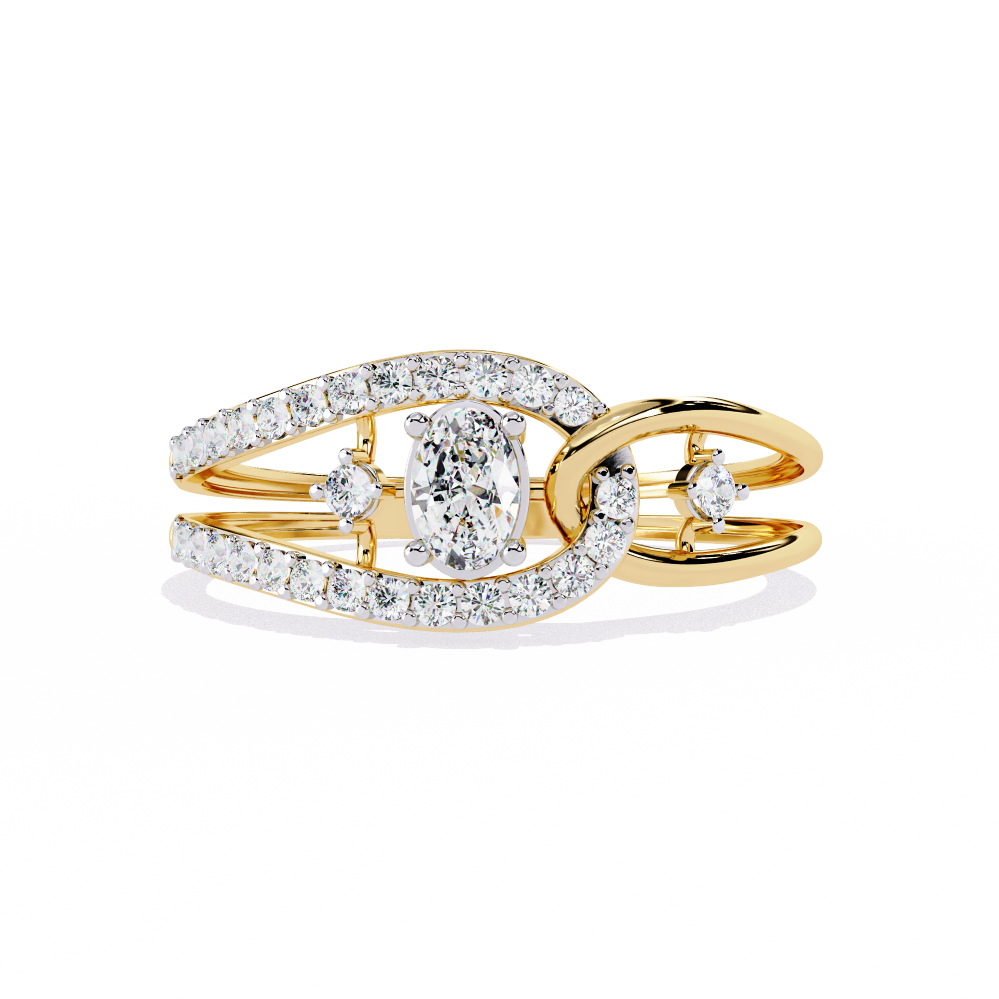 Solitairekart-0.34 CT Lab Grown Oval Diamond Link Halo Ring